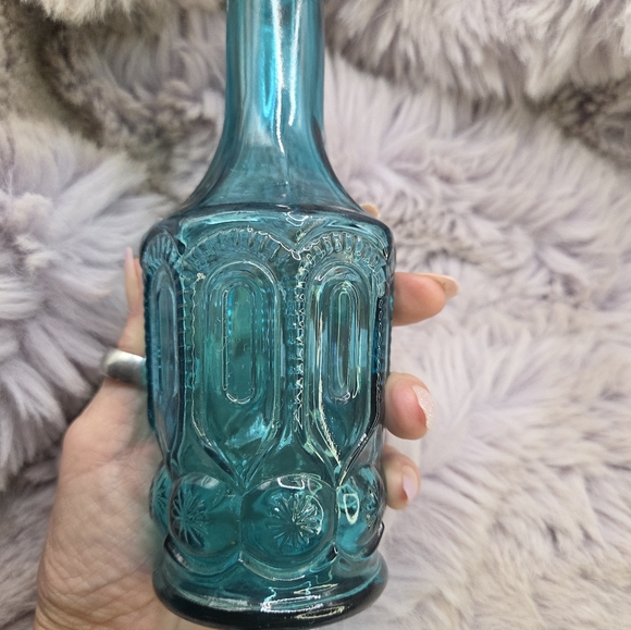 Avon Teal Glass Decanter Moon and Stars Collection - Picture 5 of 6